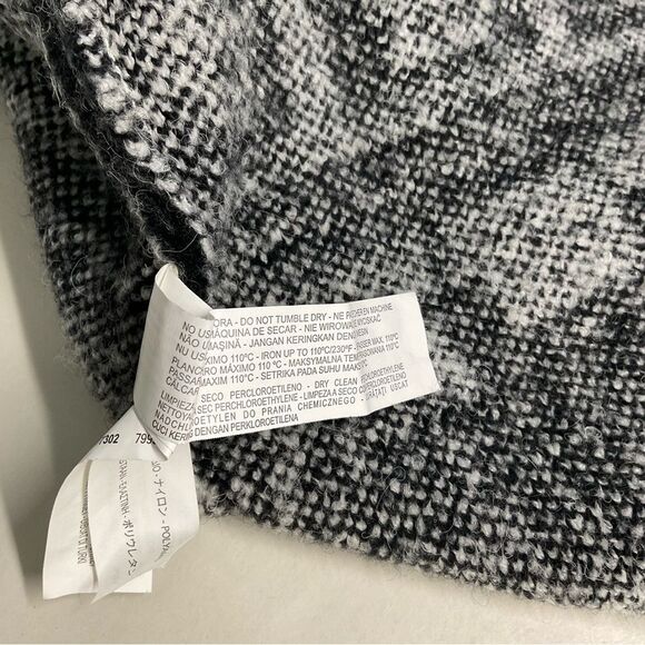 Zara Knit Black and White Wool Blend Greek Key Jacquard Open Front Size S - Picture 11 of 14